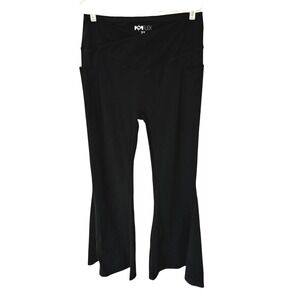 Popflex Exuberant Flare Leggings Black Crossover Pockets Womens 2X 34 Inseam